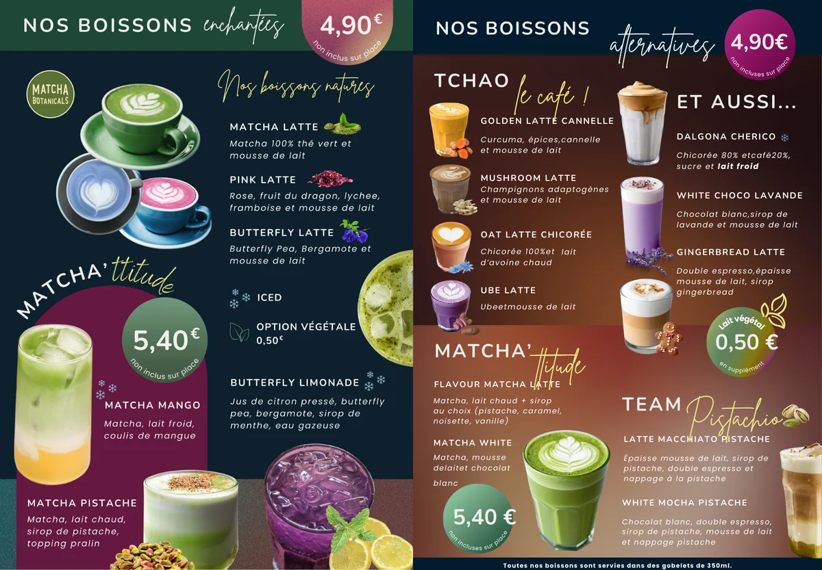 Menu des boissons froides